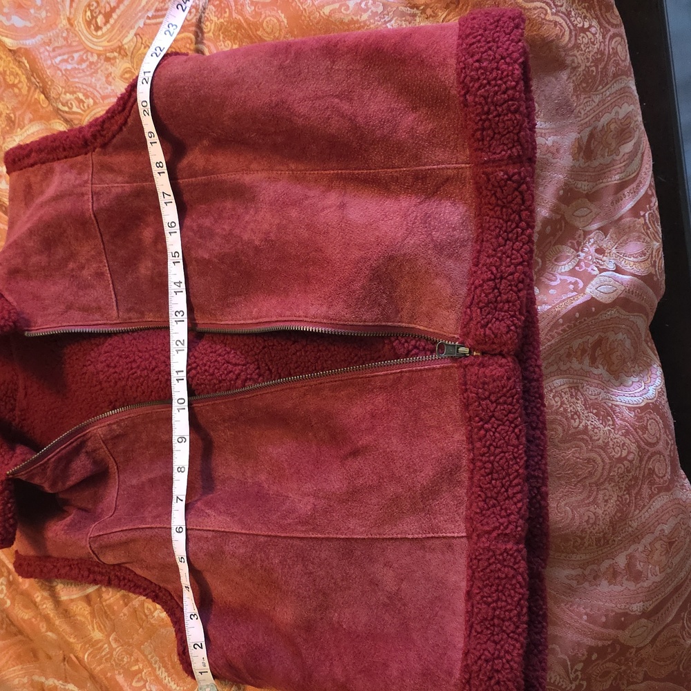 Source Unknown Deep Red Shearling Vest - image 7